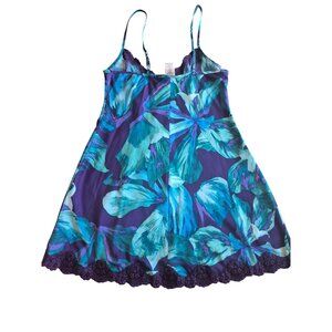 In Bloom By Jonquil Purple Floral Lace Trim Chemise Small